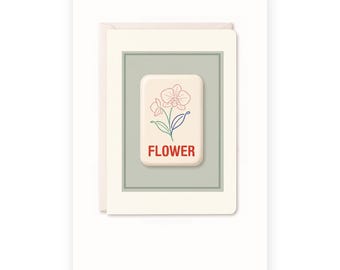 Mahjong Orchid Card, Blush Botanical Mah Jongg Note Card