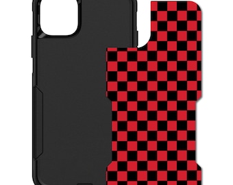 Custom Personalized Skin/Decal for OtterBox Commuter Case - Apple iPhone Samsung Galaxy - Black Red Checkered Geometric Design