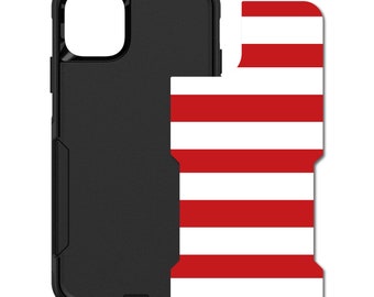 Custom Personalized Skin/Decal for OtterBox Commuter Case - Apple iPhone Samsung Galaxy - Red White Bold Horizontal Stripes