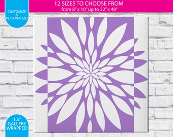 Lotus Flower Abstract Design  / Gallery Wrapped Canvas Wall Art / Custom / Any Color Any Font / Bedroom Decoration /Canvas Print