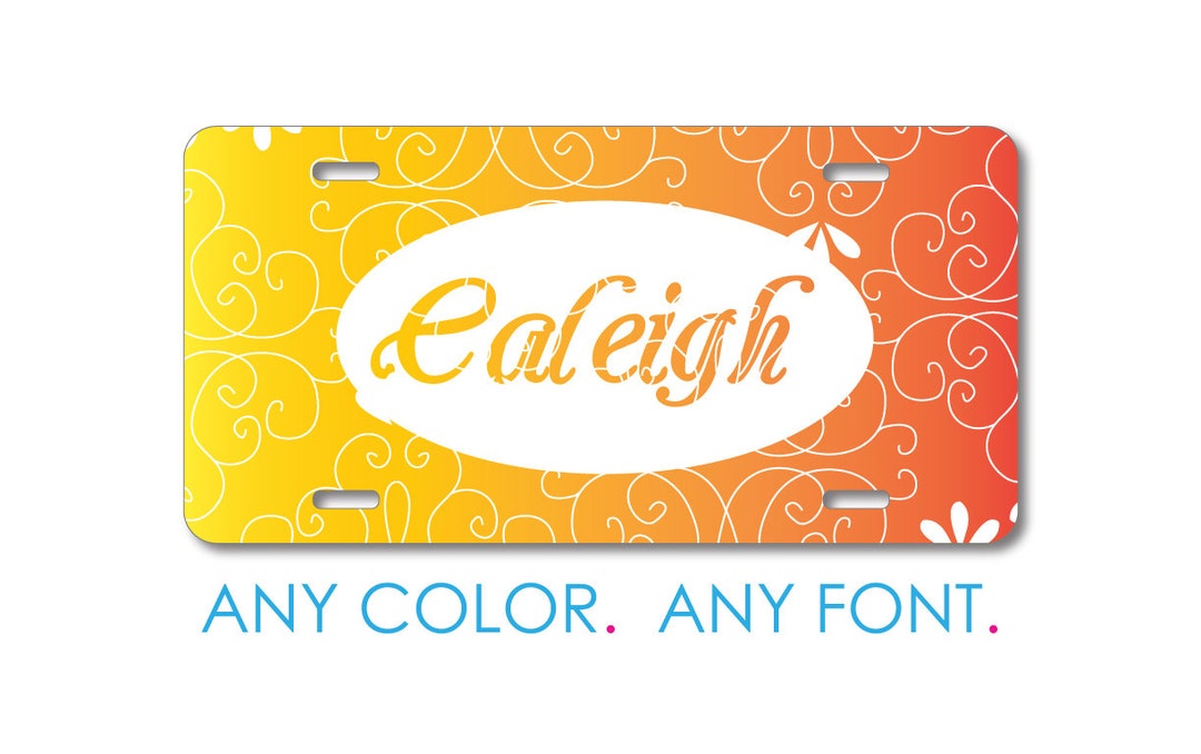 Custom License Plate Front Car Tag, Aluminum or Plastic Personalized