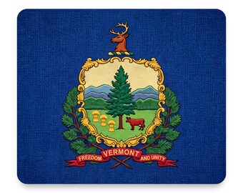 Vermont State Flag Mouse Pad, Non-Slip Desk Mat 9.25 x 7.75, Personalized Office Desk Accessories, Cubicle Decor, Custom Gift