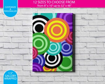 Rainbow / Multi Color Swirls  / Gallery Wrapped Canvas Wall Art / Custom / Any Color Any Font / Bedroom Decoration / Canvas Print