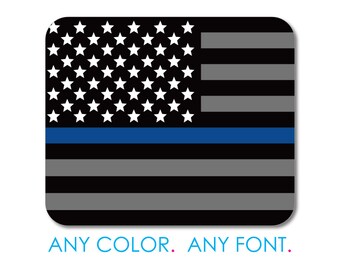 Thin Blue Line US Flag Law Enforcement Mouse Pad, Non-Slip Desk Mat 9.25 x 7.75, Personalized Office Desk Accessories, Cubicle Decor