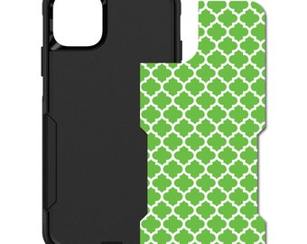 Custom Personalized Skin/Decal for OtterBox Commuter Case - Apple iPhone Samsung Galaxy - Green White Moroccan Lattice