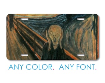 Custom License Plate Front Car Tag, Aluminum or Plastic - Personalized with Custom Text - Edvard Munch The Scream