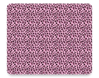 Alfombrilla de ratón con estampado de leopardo en rosa y negro, alfombrilla de escritorio antideslizante de 23,5 x 19,7 cm, accesorios de escritorio personalizados, decoración de cubículos, regalo personalizado.