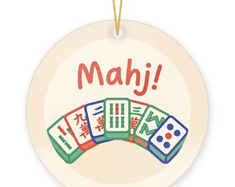 Mahjong Winning Hand Christmas Ornament, Round Ceramic