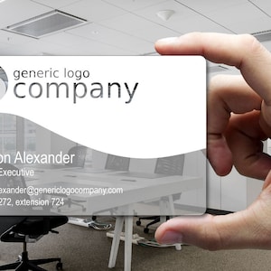 Cartões de visita de plástico transparente - Tons de branco - Plástico de 30 mil de espessura - SERVIÇOS DE DESIGN GRATUITOS - Cores totalmente personalizadas