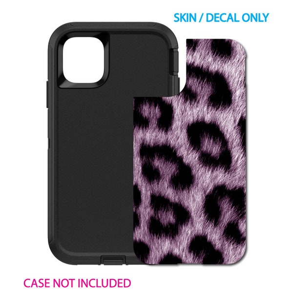 Custom Personalized Skin/Decal for OtterBox Defender Case - Apple iPhone Samsung Galaxy - Purple Black Leopard Fur Skin