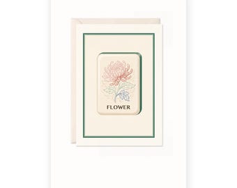Mahjong Chrysanthemum Card, Blush Botanical Note Card