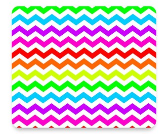 Rainbow White Chevron Stripes Wave Mouse Pad, Non-Slip Desk Mat 9.25 x 7.75, Personalized Office Desk Accessories, Cubicle Decor