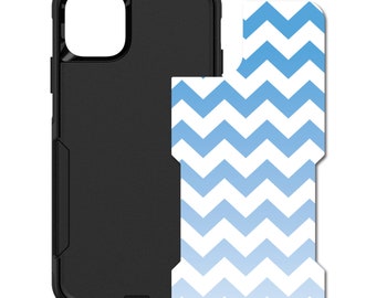 Custom Personalized Skin/Decal for OtterBox Commuter Case - Apple iPhone Samsung Galaxy - Blue White Chevron Stripes Fade