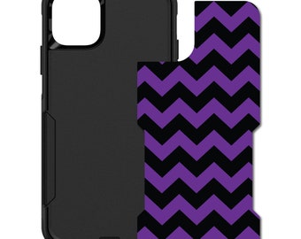 Custom Personalized Skin/Decal for OtterBox Commuter Case - Apple iPhone Samsung Galaxy - Black Purple Chevron Stripes