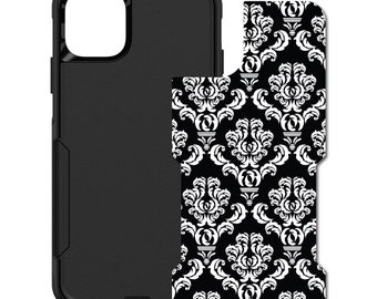 Custom Personalized Skin/Decal for OtterBox Commuter Case - Apple iPhone Samsung Galaxy - Black White Damask Pattern