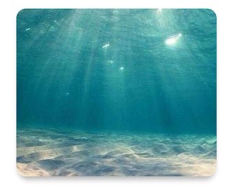 Underwater Sun Sand Mouse Pad, Non-Slip Desk Mat 9.25 x 7.75, Personalized Office Desk Accessories, Cubicle Decor, Custom Gift