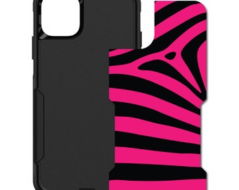 Custom Personalized Skin/Decal for OtterBox Commuter Case - Apple iPhone Samsung Galaxy - Black Hot Pink Zebra Skin Stripes