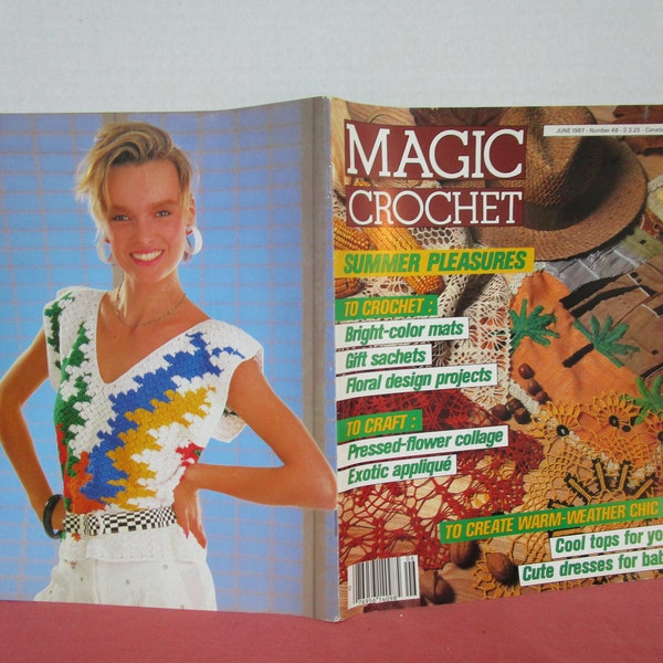 Magic Crochet Magazine No. 48, Jun. 1987, Thread Crochet, Doilies, Tablecloth, Fashion, Beadwork Mats,