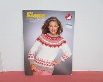 Icelandic Style Pullover for Men and Women, Chest 32 34, 36 38, 40 42, 44 46 White Buffalo Knitting Pattern A 2027, 1980s Elena Yarn