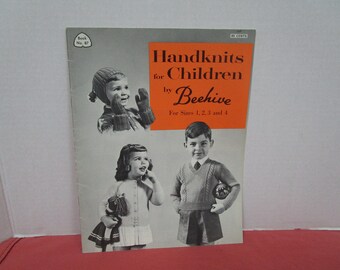 Vintage Knitting Patterns, Handknits for Children, Sizes 1, 2, 3, 4,  Book No. 87 Patons  Beehive 1950s