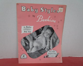 Vintage Knitting Patterns,  Baby Styles by Beehive First Size to 12 months, Patons Baldwin Series 35, 1950s