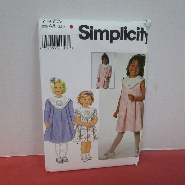 Girls Dress and Coat, Size 2, 3, 4, Uncut, Simplicity 7475