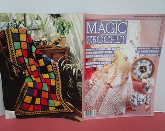 Magic Crochet Magazine No. 34 Feb. 1985 Thread Crochet, Home Decor, Tablecloth, Doilies, Pillows, Bedspread, Fashion