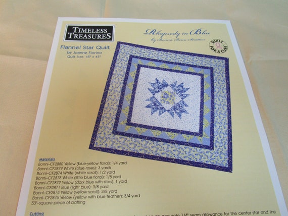 Rhapsody in Blue Quilting Pattern Flannel Star Quilt - Etsy