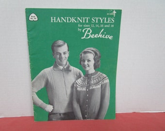 Handknit Styles for Youth, Sizes 12, 14, 16, 18, Beehive Book 94, 1950s, Sweaters, Cardigans, Pullover