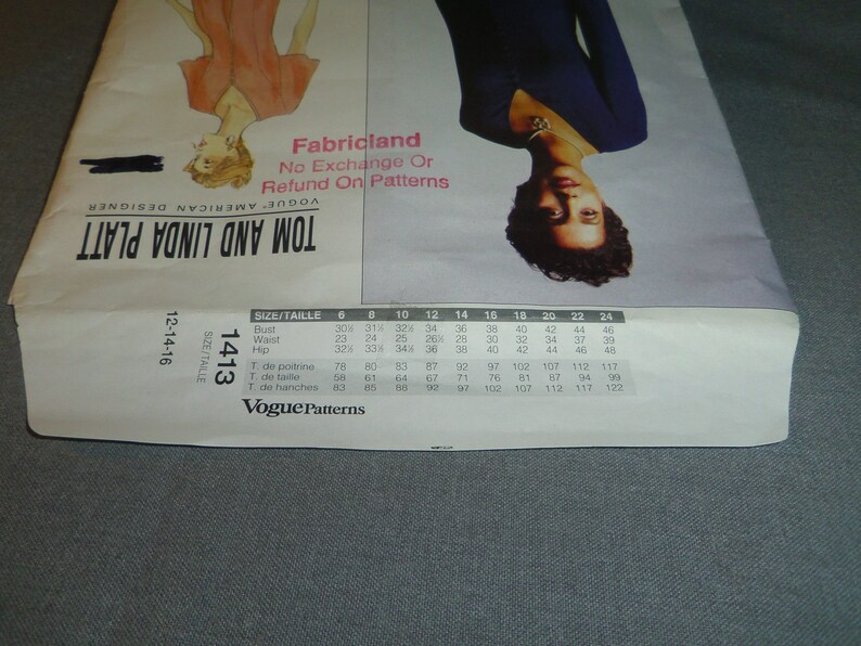 16 Vogue American Designer 1413 Slightly Flared Uncut Pattern Tom and Linda Platt 14 Size 12 Womens Layered Dress