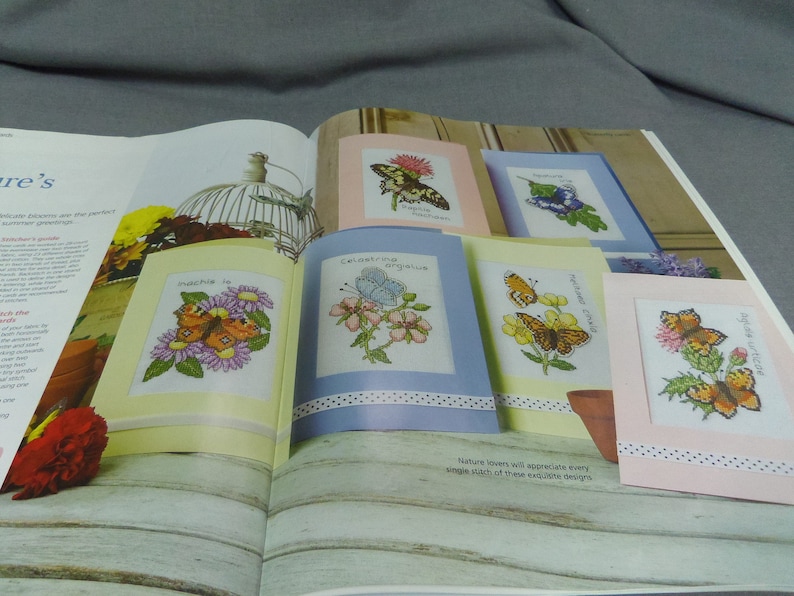 Cross Stitch Gold Magazine Paris by Moonlight Counted Cross Stitch Butterfly Cards Joan Elliott Oct 2013 Flowers