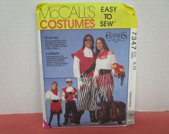 Boys and Girls Pirate Costumes, Sizes 8, 10, Uncut, McCalls Costumes Easy to Sew 7347, 1994