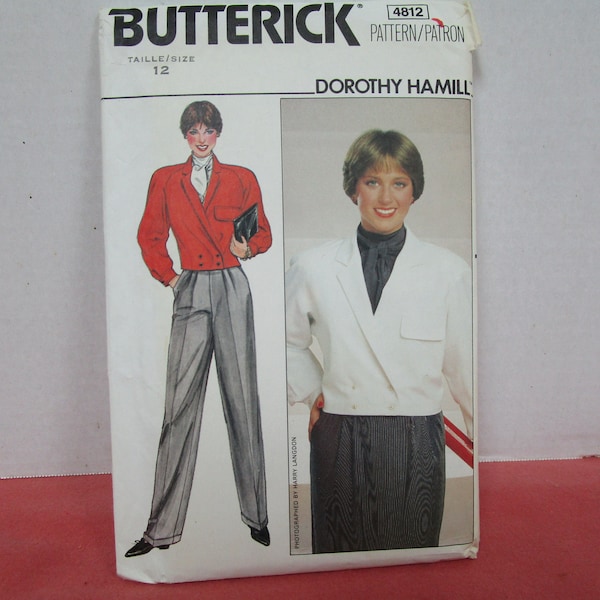 Womens Jacket, Skirt and Pants, Size 12, Uncut, Butterick Dorothy Hamill 4812, 1980s