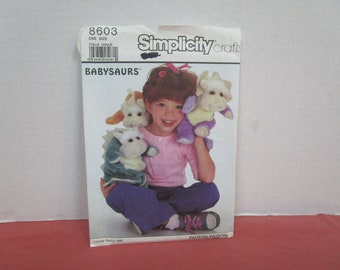 BabySaurs Plush, Stuffed Toy, Uncut, Simplicity Crafts 8603, 1988