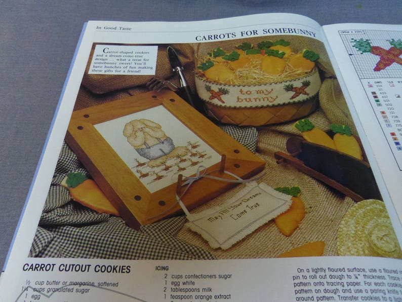 Teddy/'s Tea Party Cat and Pink Rose July 1990 Flowers For the Love of Cross Stitch Magazine 21 Projects