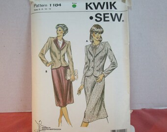 Womens Semi Fitted Lined Jacket and Skirt, Uncut pattern, Size 6, 8, 10, 12  Kwik Sew 1184