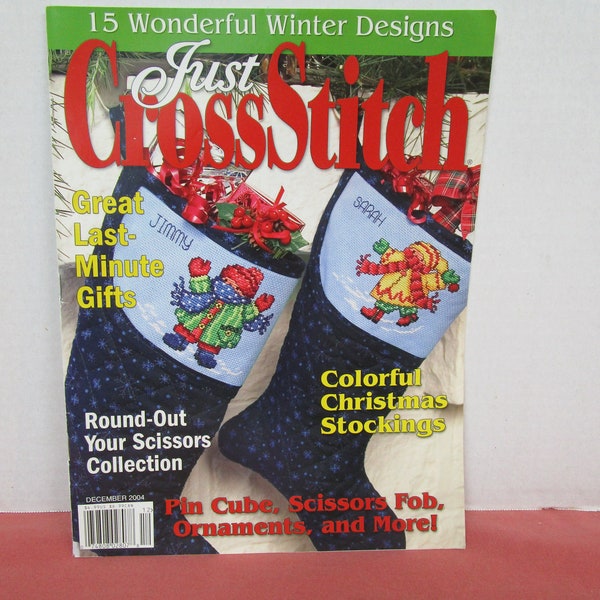 Just Cross Stitch Magazine, December 2004, Winter Christmas Designs, Stockings, Ornaments, Gifts, Samplers, Tablecloth