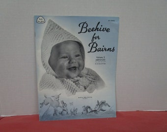 Beehive for Bairns Volume 3, Abridged, Vintage Baby Clothes Knit and Crochet Patterns, Series 50A,  1950s Size NB to 9 months