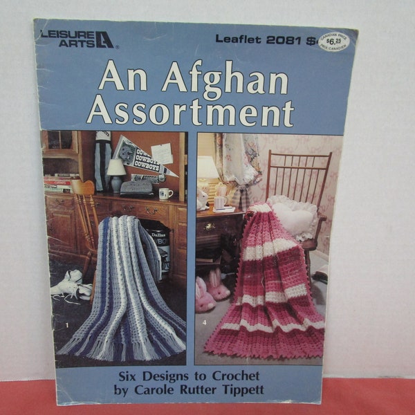An Afghan Assortment, 6 Designs to Crochet, Carole Rutter Tippett, Leisure Arts 2081,1991