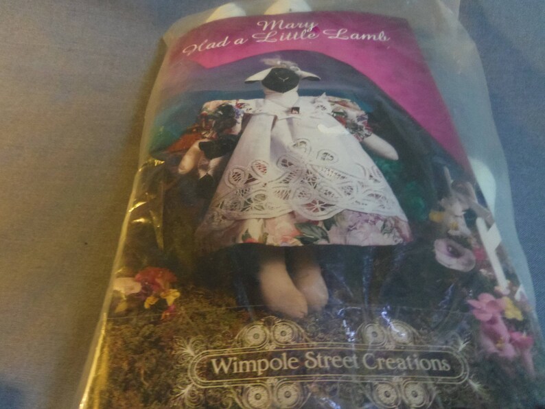 Blackface Lamb 14 tall Wimpole Street Creations Mary Had A Little Lamb Clothes Pattern Stuffed Animal Doll Cloth Body and Brass Bell
