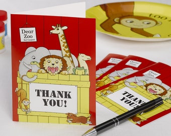 Dear Zoo Kids Birthday Thank You Cards Jungle Theme