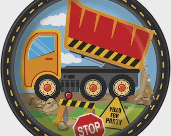 Digger Construction Paper Party Plates