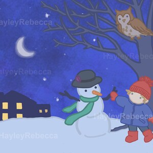 Muñeco de nieve Winter Wonderland / Temporada navideña / Navidad-Arte para guarderías y habitaciones infantiles-Pregunte sobre las comisiones