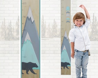 BEAR AND MOUNTAIN growth scale, height chart, height scale, measurements, child, baby