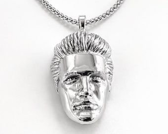 PENDANT Elvis Presley Sculpted Face Charm Sterling Silver 925 - Ready in 7 days