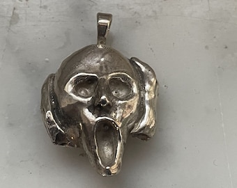 PENDANT Munch The Scream Sculpted Face Charm Sterling Silver 925