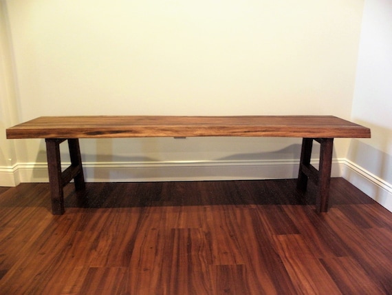 Rustic Industrial Live Edge Solid Black Walnut Bench or Narrow