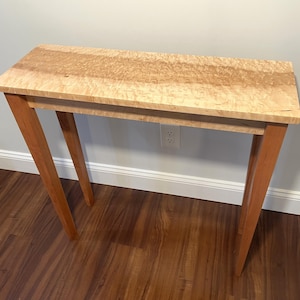 Solid Bird&#39;s Eye Maple with Heartwood and Cherry Entry Table - Console Table – Sofa Table – Side Table - Hall Table