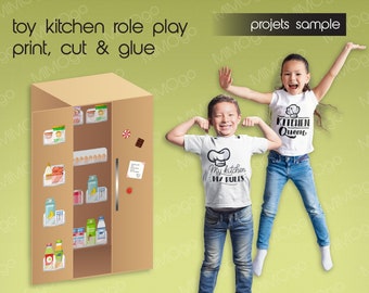 Complete Fridge pretend play, Kitchen printable toy - DIGITAL DOWNLOAD - JPG 300 dpi - Decals