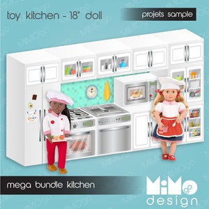 Mega Bundle Kitchen printable toy for 18" Dolls - DIGITAL DOWNLOAD - JPG  - Decals